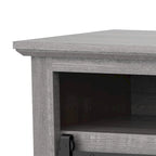 Meuble TV de 68 pouces avec portes coulissantes façon grange et insert de cheminée électrique de 23 pouces