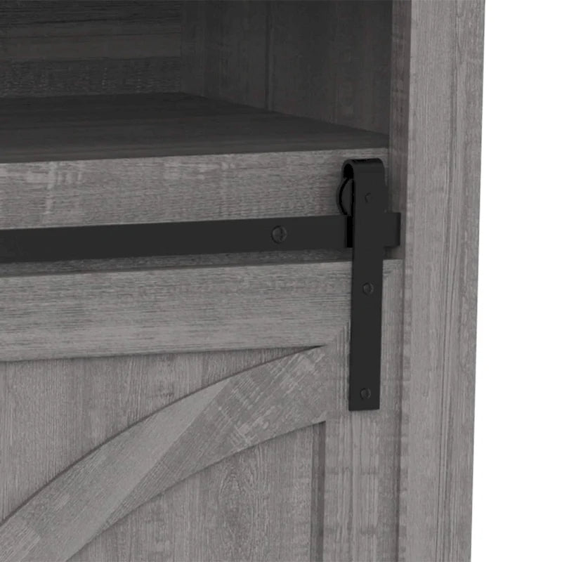 Meuble TV de 68 pouces avec portes coulissantes façon grange et insert de cheminée électrique de 23 pouces