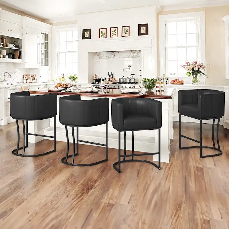 Tabouret de bar moderne de 66 cm de hauteur de comptoir, lot de 4 avec structure en métal