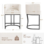 Tabouret de bar moderne de 66 cm de hauteur de comptoir, lot de 4 avec structure en métal