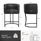 Tabouret de bar moderne de 66 cm de hauteur de comptoir, lot de 4 avec structure en métal