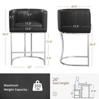 Tabouret de bar moderne de 66 cm de hauteur de comptoir, lot de 4 avec structure en métal