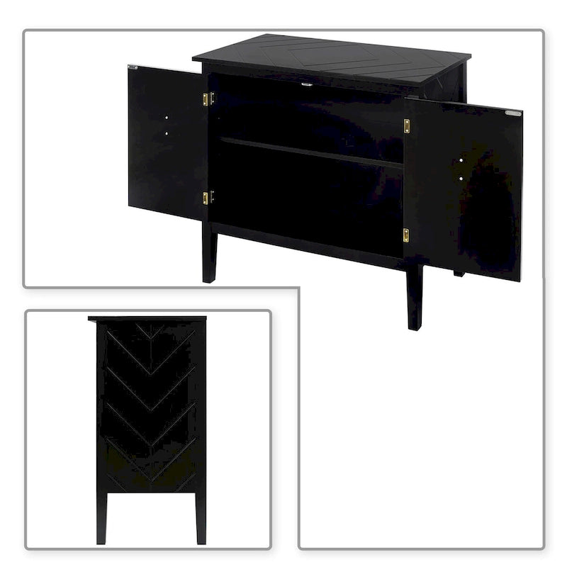 Armoire de rangement en bois avec poignées en métal