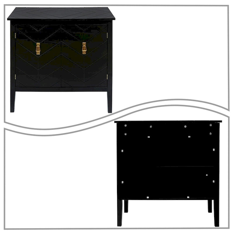 Armoire de rangement en bois avec poignées en métal