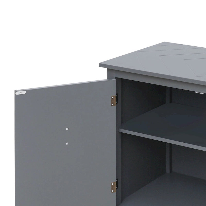 Armoire de rangement en bois avec poignées en métal