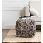 Jani Hanalei Pouf Carré Bleu et Ivoire de 50,8 cm - Repose-Pieds Fait Main pour Salon, Chambre, Crèche, Chambre d'Enfant