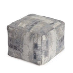 Jani Pouf carré 56 cm gris et ivoire – Repose-pieds fait main pour salon, chambre à coucher