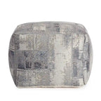Jani Pouf carré 56 cm gris et ivoire – Repose-pieds fait main pour salon, chambre à coucher