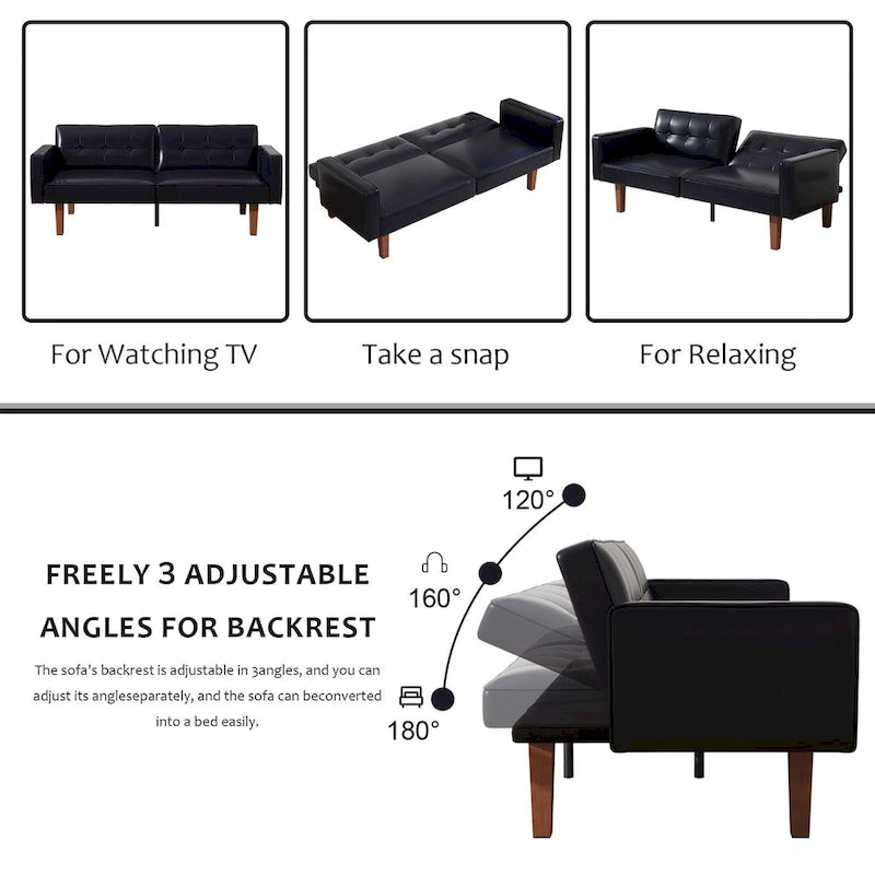 Canapé-lit futon convertible avec dossier réglable