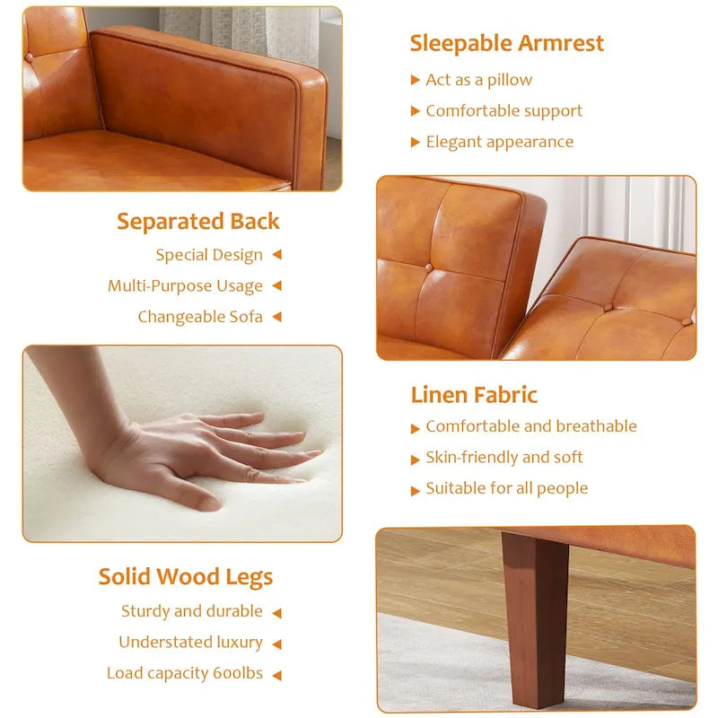 Canapé-lit futon convertible avec dossier réglable