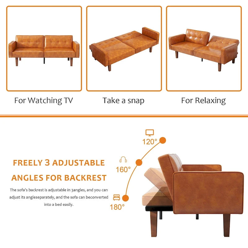 Canapé-lit futon convertible avec dossier réglable