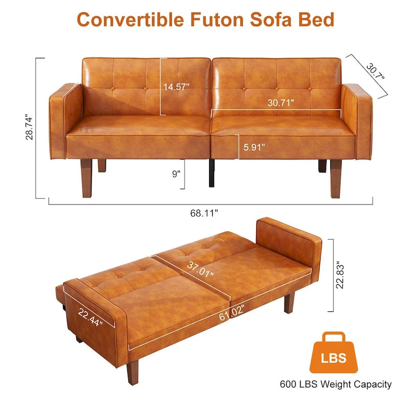 Canapé-lit futon convertible avec dossier réglable
