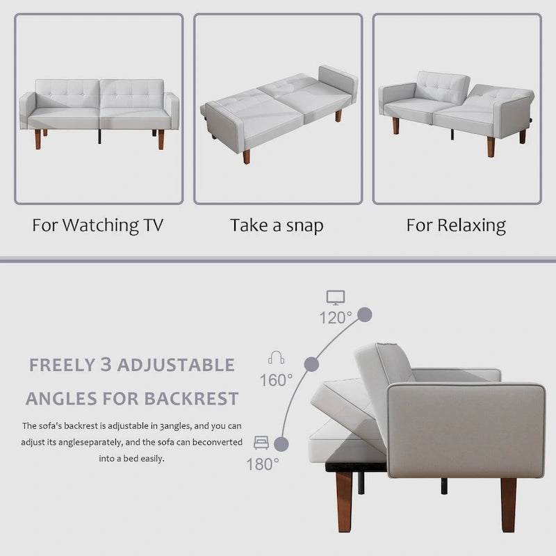 Canapé-lit futon convertible avec dossier réglable
