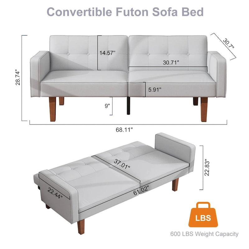 Canapé-lit futon convertible avec dossier réglable