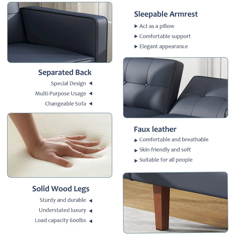 Canapé-lit futon convertible avec dossier réglable