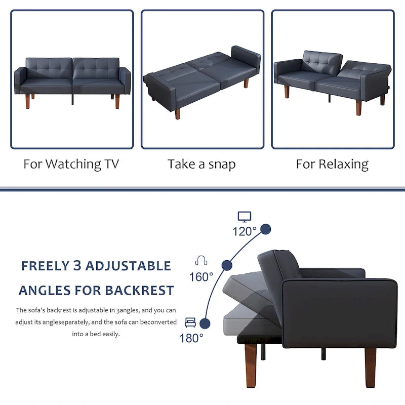 Canapé-lit futon convertible avec dossier réglable
