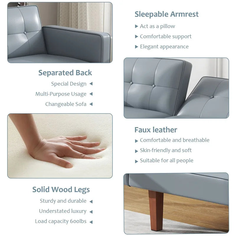 Canapé-lit futon convertible avec dossier réglable