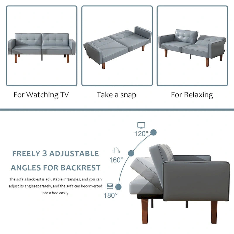 Canapé-lit futon convertible avec dossier réglable