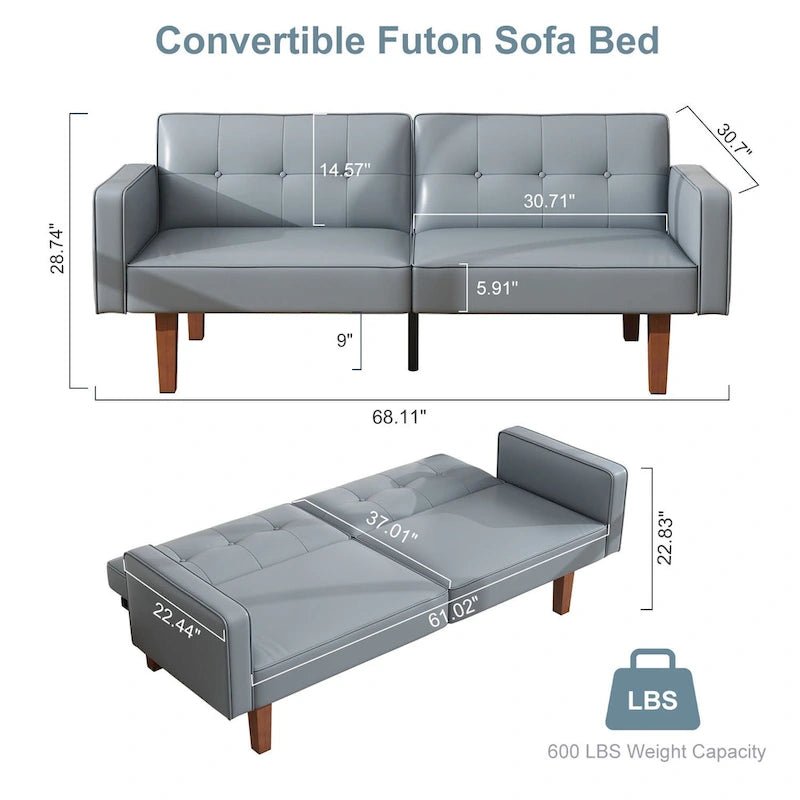 Canapé-lit futon convertible avec dossier réglable