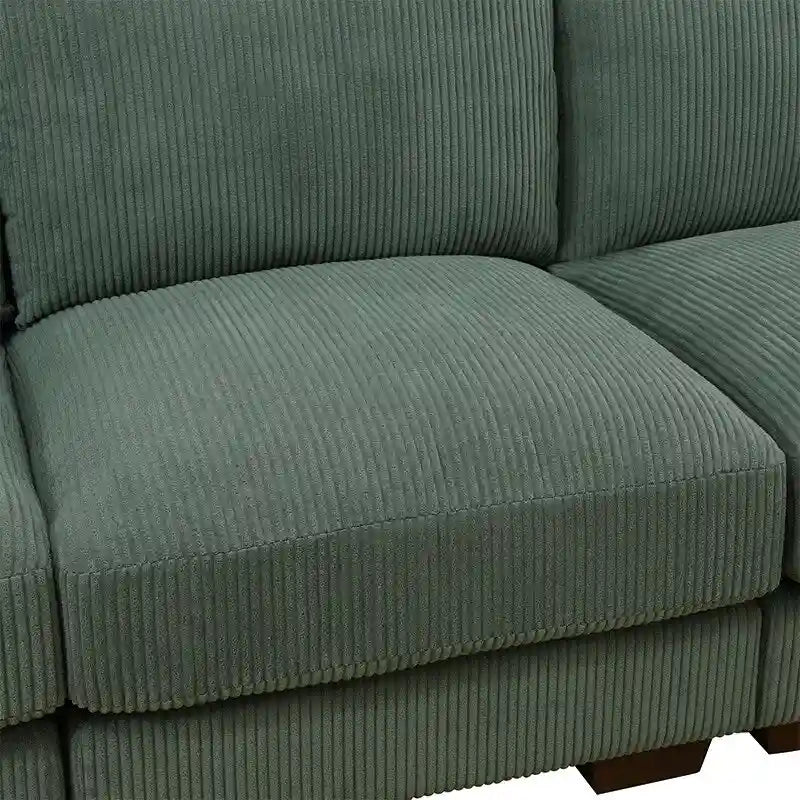 Canapé d'angle en velours côtelé 6 places en forme de U avec poufs