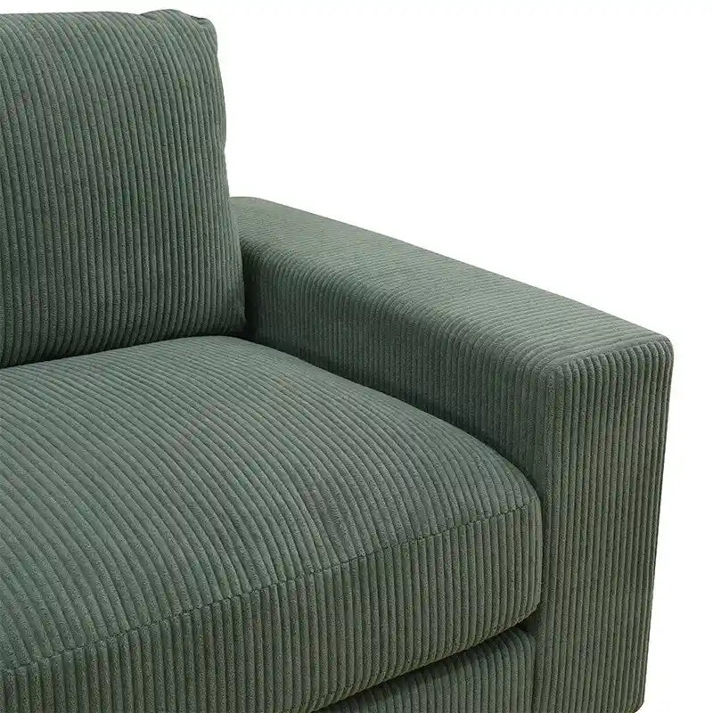 Canapé d'angle en velours côtelé 6 places en forme de U avec poufs