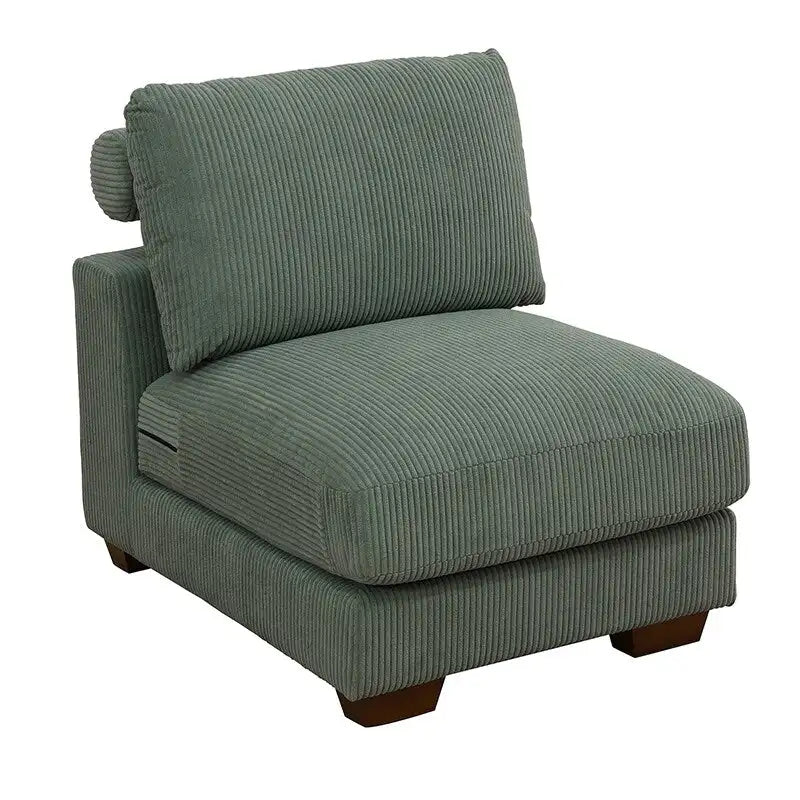 Canapé d'angle en velours côtelé 6 places en forme de U avec poufs