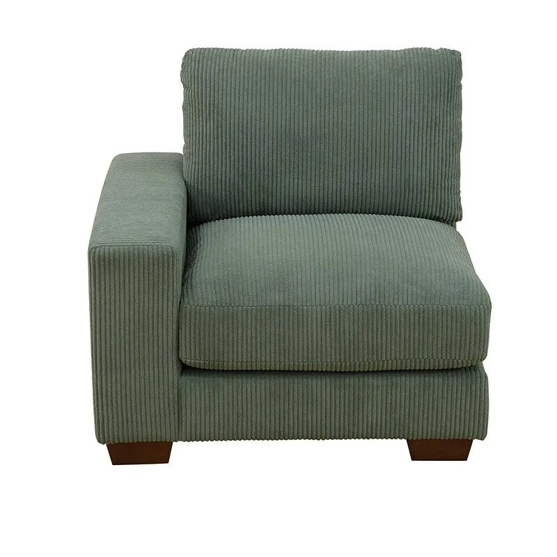 Canapé d'angle en velours côtelé 6 places en forme de U avec poufs