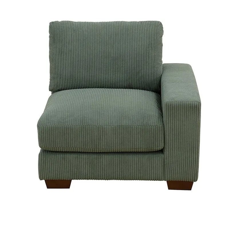Canapé d'angle en velours côtelé 6 places en forme de U avec poufs