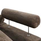 Canapé d'angle en velours côtelé 6 places en forme de U avec poufs
