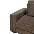 Canapé d'angle en velours côtelé 6 places en forme de U avec poufs