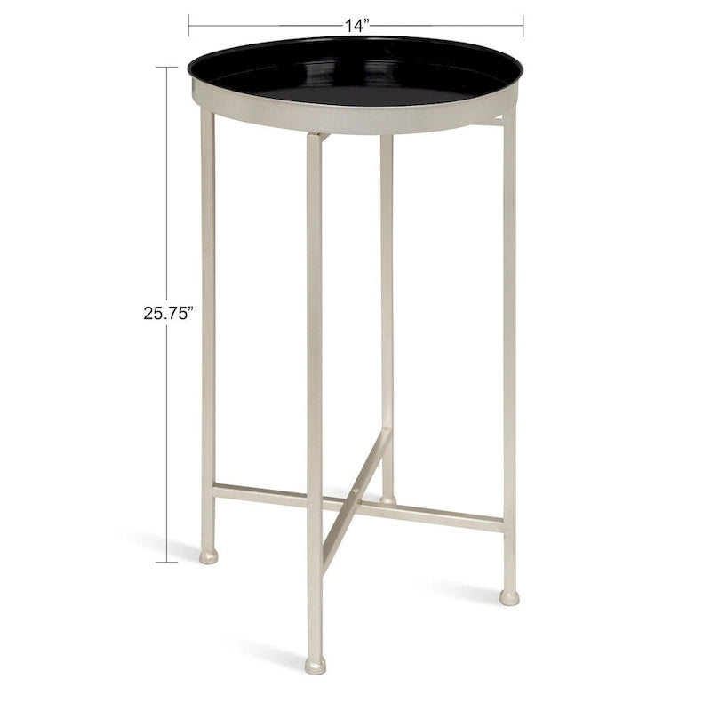 Table d'appoint pliante ronde en métal – 14x14x25.75