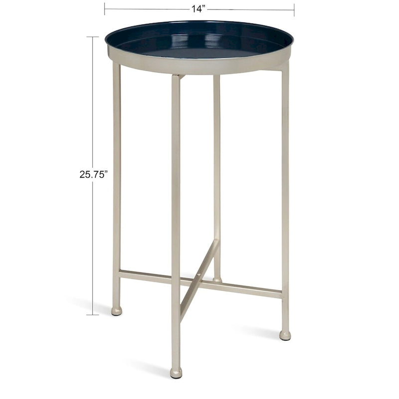 Table d'appoint pliante ronde en métal – 14x14x25.75