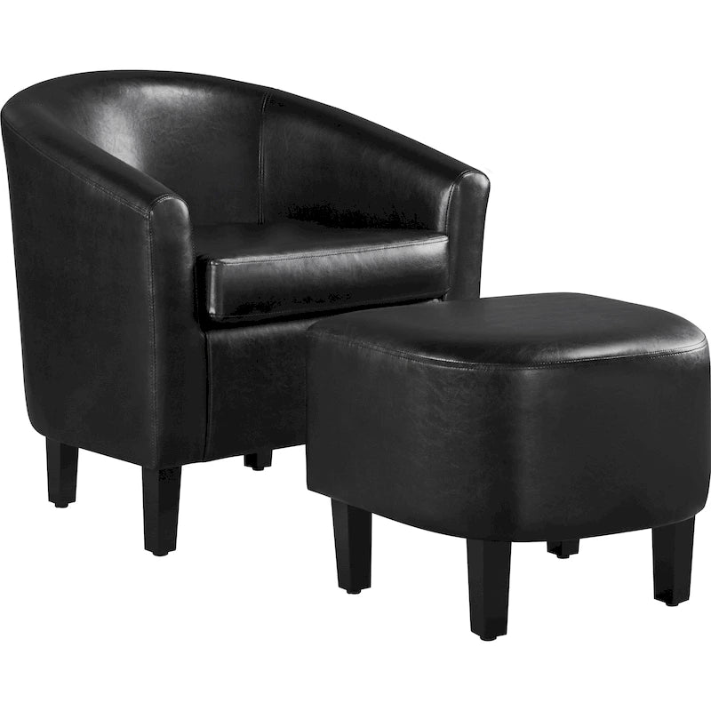Ensemble fauteuil d'appoint et repose-pieds en similicuir