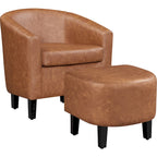 Ensemble fauteuil d'appoint et repose-pieds en similicuir