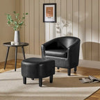 Ensemble fauteuil d'appoint et repose-pieds en similicuir