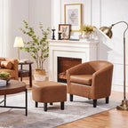 Ensemble fauteuil d'appoint et repose-pieds en similicuir