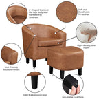 Ensemble fauteuil d'appoint et repose-pieds en similicuir