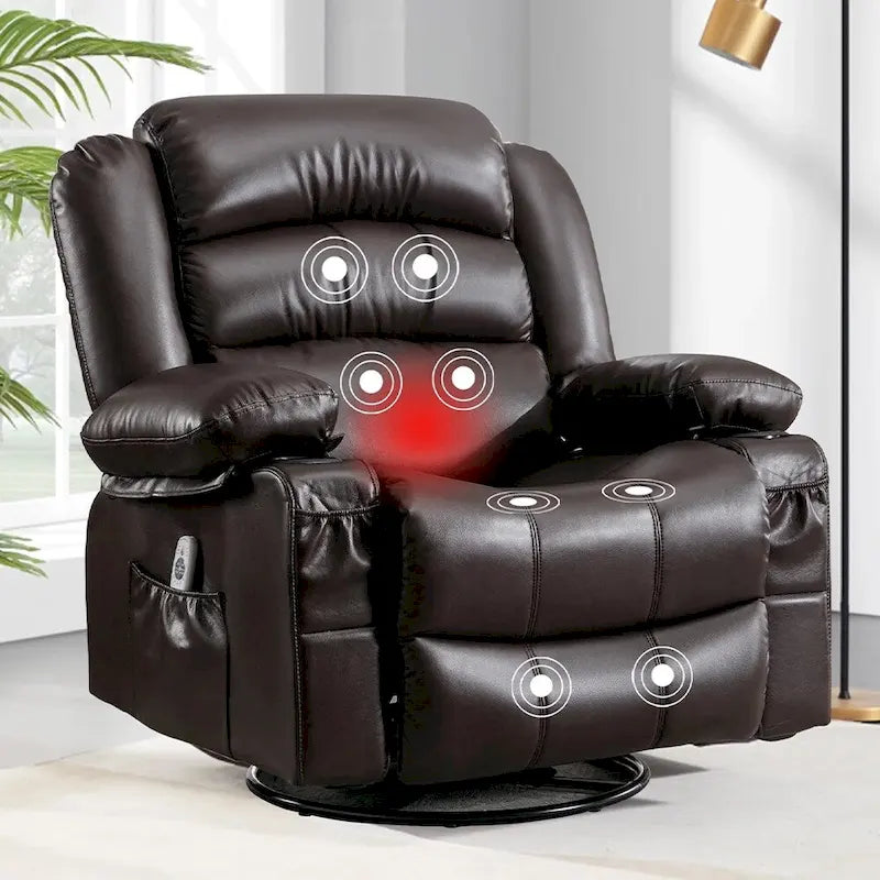 Fauteuil Inclinable Pivotant Manuel avec Fonction Massage et Chauffage
