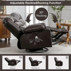Fauteuil Inclinable Pivotant Manuel avec Fonction Massage et Chauffage