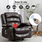 Fauteuil Inclinable Pivotant Manuel avec Fonction Massage et Chauffage