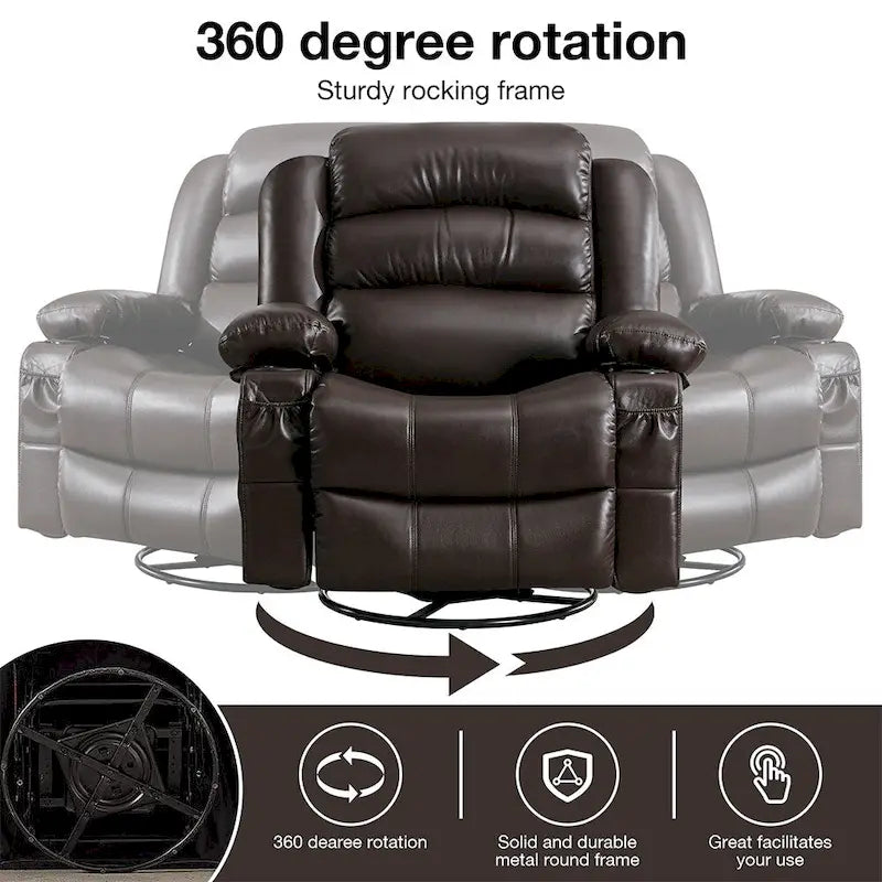 Fauteuil Inclinable Pivotant Manuel avec Fonction Massage et Chauffage
