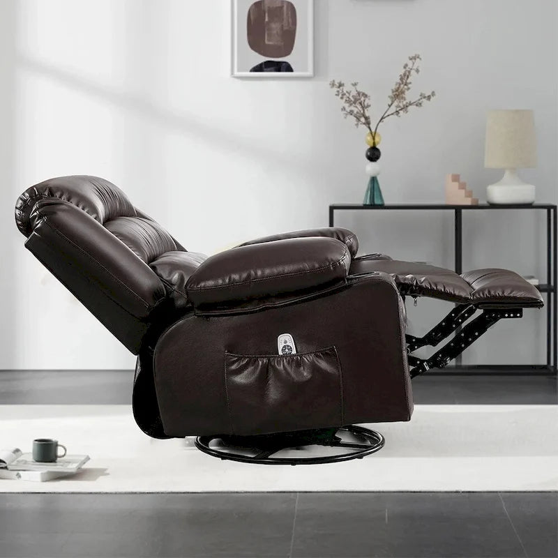 Fauteuil Inclinable Pivotant Manuel avec Fonction Massage et Chauffage