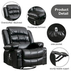 Fauteuil Inclinable Pivotant Manuel avec Fonction Massage et Chauffage