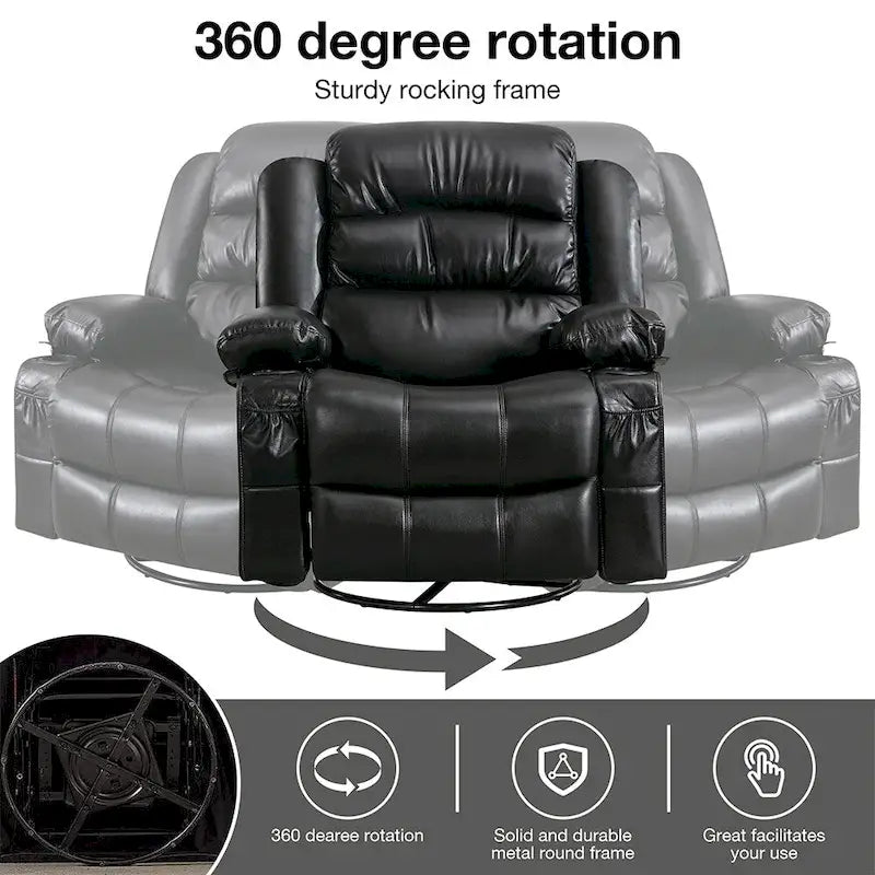 Fauteuil Inclinable Pivotant Manuel avec Fonction Massage et Chauffage