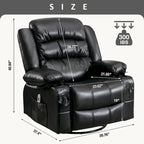 Fauteuil Inclinable Pivotant Manuel avec Fonction Massage et Chauffage