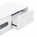 Meuble TV avec portes de placard et tiroirs, convient aux téléviseurs jusqu'à 80 pouces