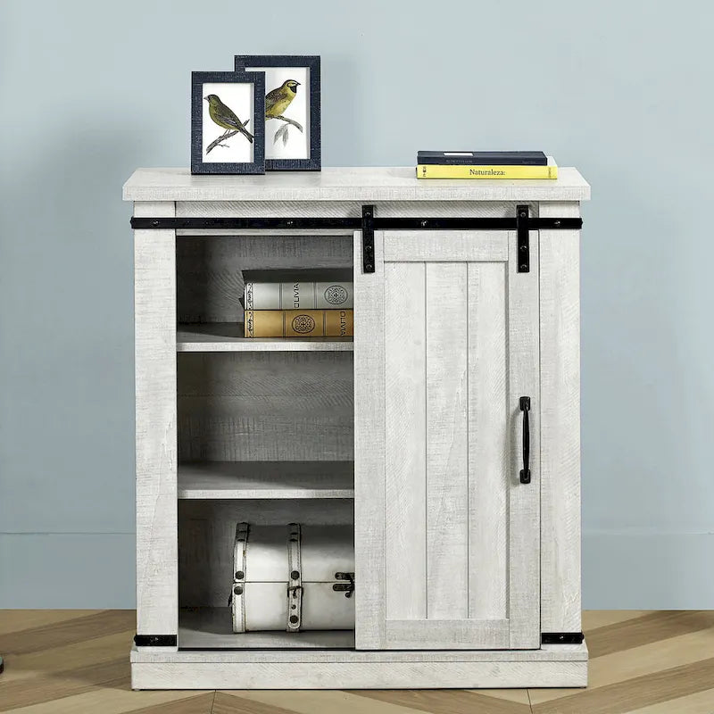 Meuble d'appoint à porte coulissante de style grange de 32 po avec étagères réglables