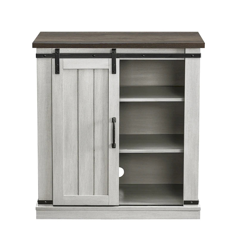 Meuble d'appoint à porte coulissante de style grange de 32 po avec étagères réglables