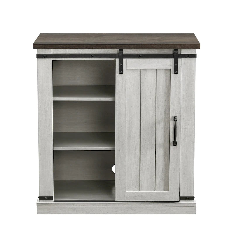 Meuble d'appoint à porte coulissante de style grange de 32 po avec étagères réglables