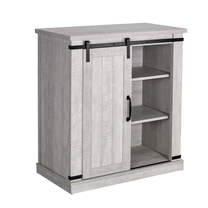 Meuble d'appoint à porte coulissante de style grange de 32 po avec étagères réglables